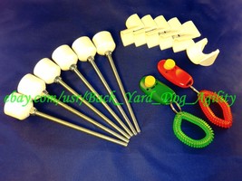 6 Weave Pole Pegs 6 Jump Cups 2 Obedience Training Clickers, Dog Agility... - £14.91 GBP