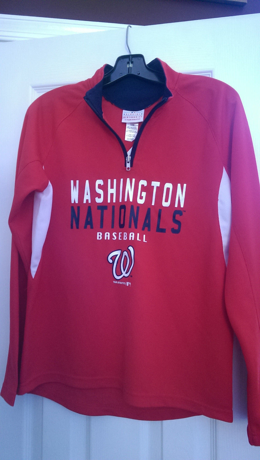 Primary image for NWT Ladies RED WASHINGTON NATIONALS Long Sleeve 1/4 Zip Golf Shirt - size LARGE