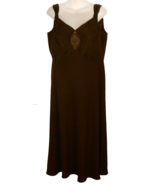 Evan Picone Empire Waist Flare Embellished Chest Brown Party Dress Sz 12 - $39.59