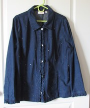 Quacker Factory Blue Denim Jacket Rhinestone Buttons/Accents Ruffle Detail S: XL - $22.80