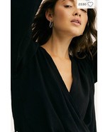 XS FREE PEOPLE Check On It Draped Wrap Balloon Sleeve Top OB1076865  BNW... - $34.86 CAD