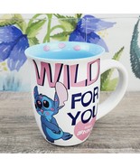 Disney Stitch Coffee Mug Cup Wild For You XOXO Hearts Lips Kisses 14 oz - £11.03 GBP