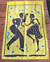 Vintage American Greetings Outdoor Yellow Flag Dancing New Year Party 42 Inches - £20.74 GBP