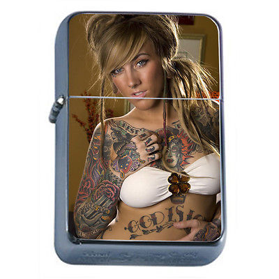 Tattoo Pin Up Girls Model D24 Flip Top Oil Lighter Wind Resistant Flame Sexy - $14.80