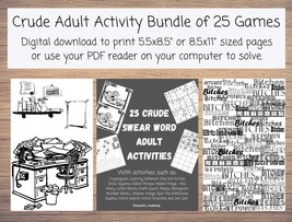 25 Crude Swear Word Adult Activities Adult Games Coloring, Hidden Image, Math Ga - £1.60 GBP