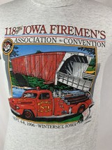Vintage Iowa T Shirt Firemen Association Single Stitch USA 90s Gray Men’... - £15.72 GBP