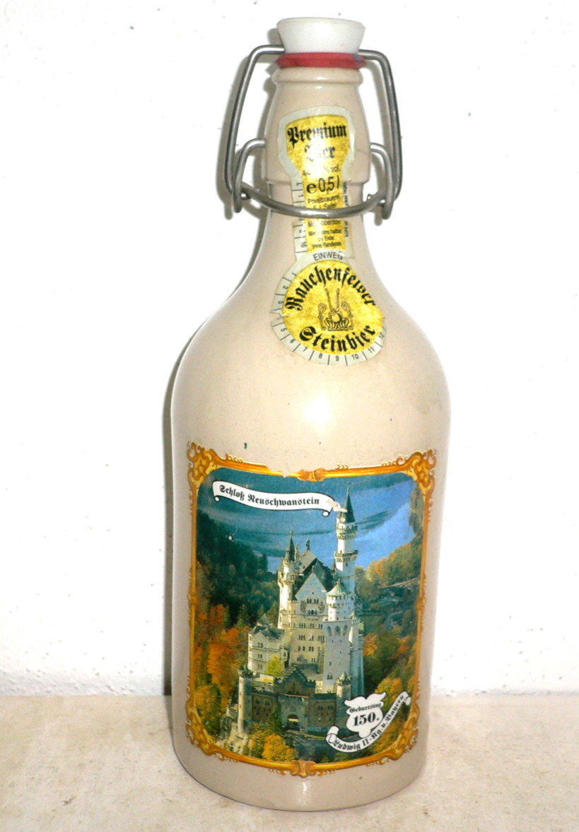Ludwig Castle Neuschwanstein Linderhof Hohenschwangau Ceramic German Beer Bottle - $9.95