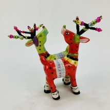 Babs Keller Reindeer Festive Antlers Salt Pepper Shakers Cosmos Christmas Decor - $23.33