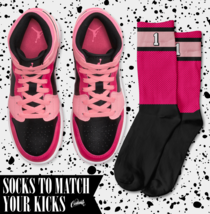 STRIPES Socks for Air J1 1 Coral Chalk Rush Pink Black Berry Punch Shirt  - £16.53 GBP