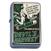 Vintage Poster D302 Flip Top Oil Lighter Wind Resistant Flame Devil&#39;s Harvest - £11.42 GBP