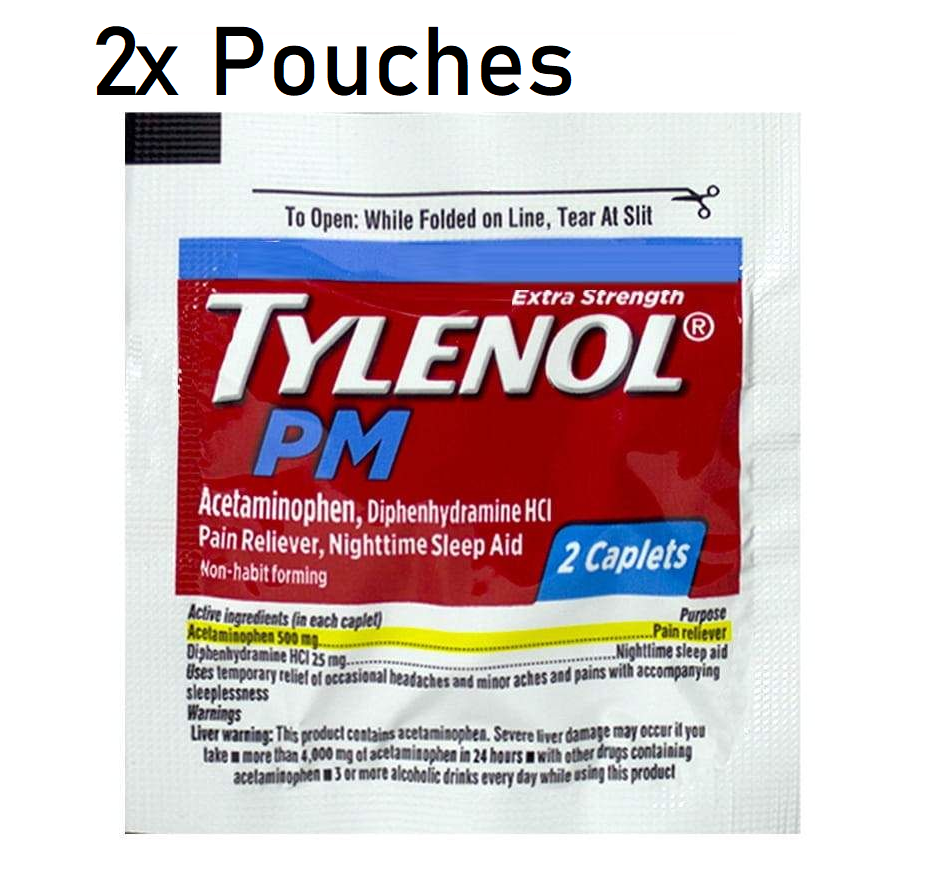 2x Pouches Tylenol PM Extra Strength ( 2 Caplets Per Pouch ) Fast Shipping! - $8.55