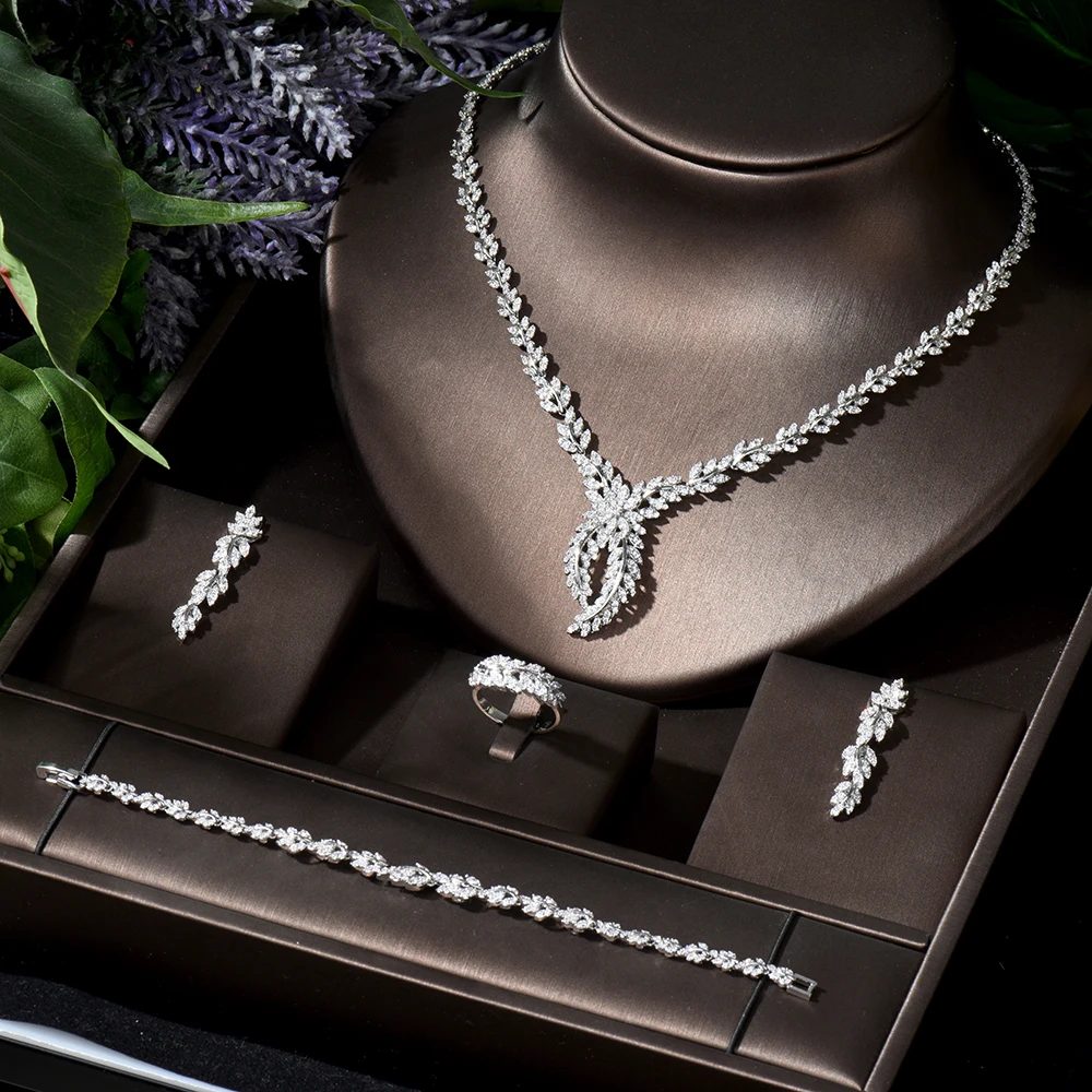 Full Micro Pave CZ Luxury Dubai Jewelry Set For Women Wedding Party Crystal Indi - £76.38 GBP