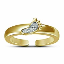 1.00Ct Simulated Diamond Adjustable Footprint Toe Foot Ring 14K Yellow Gold Over - £53.65 GBP