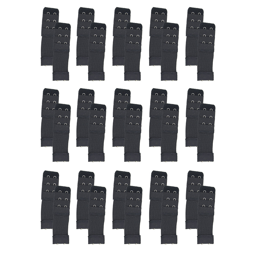 More of Me to Love Stretch Elastic Bra Extender 2-Hook, Black, 30-Pack