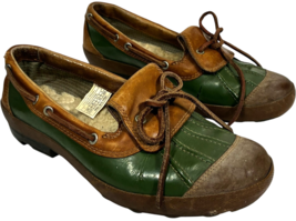 UGG Australia women&#39;s Ashdale Green/Brown Leather Duck Shoes 1898 size 9 - $23.44