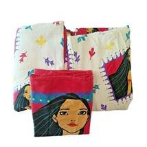 Disney Pocahontas Flannel Twin Bed Sheet Set Flat Fitted Pillowcase Wind... - $58.79