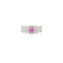 0.4 Ct Pink Sapphire Silver Band Ring Pink Sapphire Diamond Band Ring For Women - $420.00