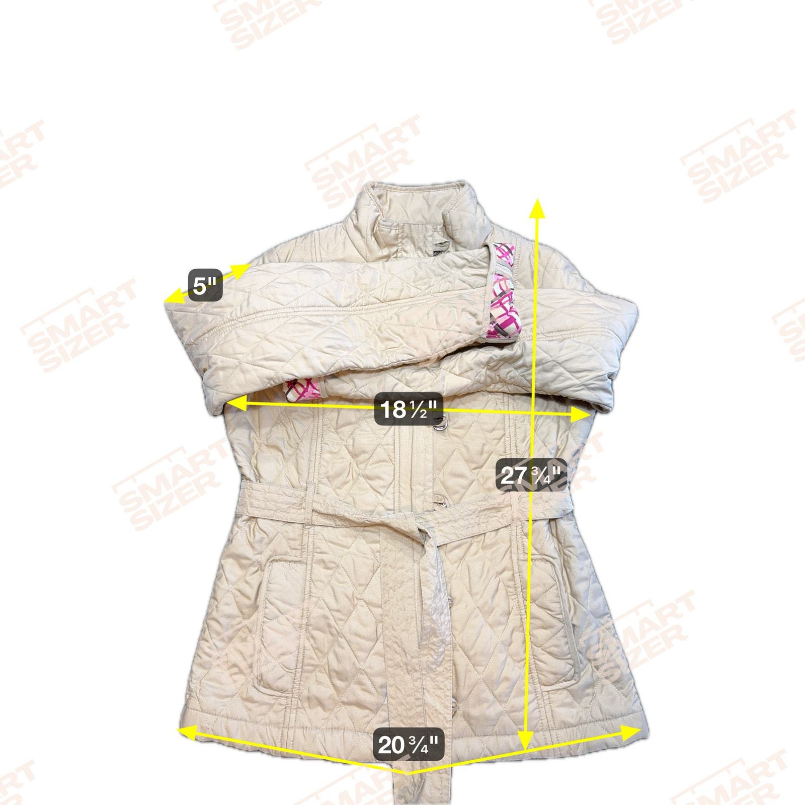 Lilly Pulitzer Quilted Jacket Tan Buttons Full Zip Belt Pocket Coat Womens Sz 6 Item image 5