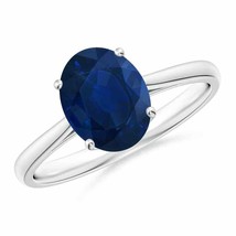 Authenticity Guarantee 
Oval Solitaire Blue Sapphire Cocktail Ring in 14K Whi... - £1,414.08 GBP