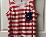 Shein Curve Tank Top Womens Plus Size 2X Striped Patriotic 4th of July Flag - $12.75