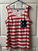 Shein Curve Tank Top Womens Plus Size 2X Striped Patriotic 4th of July Flag - £10.01 GBP