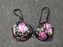 Very Sexy Victoria Secret Bra Women 34DD Push Up Black Floral Underwired - $16.67