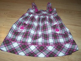 Toddler Size 3T The Children's Place Pink Cream Brown Plaid Flannel Jumper Dress - £11.07 GBP