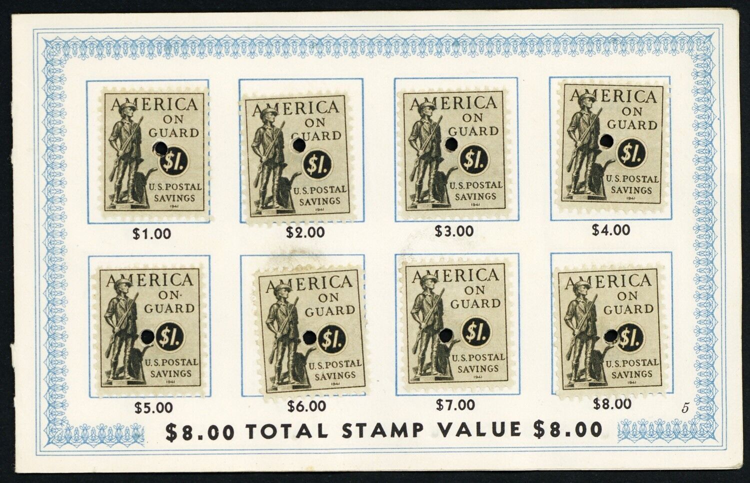PS14, $1 Postal Savings Stamps In Saving Stamp Album RARE! - Stuart Katz - $195.00