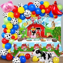 91Pcs Farm Animals Party Decorations Supplies, Farm Barn Animal Backdrop Farmhou - £28.76 GBP