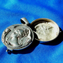 Antique Art Nouveau Sterling Silver Pendant European Deco Locket 925 Estate Gift - $2,180.25