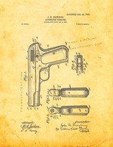 Colt Model 1903 Pocket Hammerless Automatic Pistol Patent Print - Golden Look - £6.25 GBP+