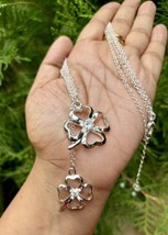 925 Sterling Silver Double Flower Locket Pendant Necklace With Chain - $42.98