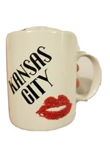 Rare Vintage Kansas City Missouri Kiss Lips Coffee Mug Tea Cup KC White - £2.05 GBP