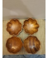 VTG Monkey Pod Wood Salad Bowls Set 4 Piece Philippines Ruffled Edge Sca... - £14.49 GBP