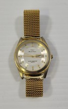 *B) Madison by Mathey Tissot 9103 Men Gold Tone Stretch Band Quartz Wrist Watch - $74.24