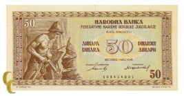 1946 Yugoslavia 50 DINAR (XF) Condición Extra Fine - $819.70 MXN
