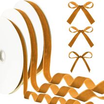 Yilloog 3 Rolls Christmas Velvet Ribbon 75 Yards 3/8 5/8 1 Inch Khaki Satin - $101.07 MXN