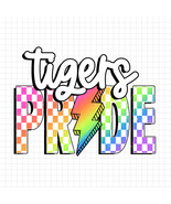 Tigers Pride PNG, Checkered Tigers PNG, Lightning Bolt Design, Neon Masc... - $45.66 MXN