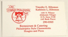 Old Original Philadelphia Restaurant Vintage Business Card Tucson Arizon... - $3.95