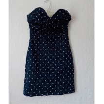 Bar III Blue Polka Dots Strapless Mini Dress Women size 4 Stretch Shirre... - £10.24 GBP