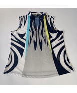 JAMIE SADOCK M V Neck Sleeveless Stretch Golf Stretch Top Shirt Blue Mul... - €17,11 EUR
