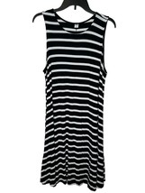 Old Navy Women&#39;s Dress Sleeveless Striped Rib-Knit Mini Swing Black/White Large - £13.24 GBP