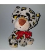 Hug Fun Jungle Leopard Plush Small 6&quot; Stuffed Animal Toy Red Bow - £12.38 GBP