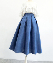 Women Winter Midi Pleated Party Skirt Champagne Woolen Pleated Skirt Plus Size  image 9