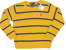 NEW Polo Ralph Lauren Boys Crewneck Sweater!  L  (16-18)   Yellow &amp; Navy Stripe - £34.44 GBP