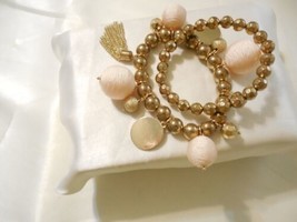 Department Store Gold Tone Peach Thread Ball Bracelet A756 - $11.51