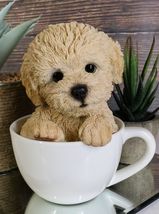 Realistic Brown Poodle Puppy Teacup Statue Pet Pal Dog Figurine With Gla... - €26,56 EUR