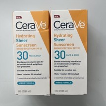 Cerave Hydrating Sheer Sunscreen SPF 30 for Face and Body Mineral Sunscr... - $22.79