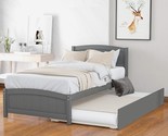 Merax Twin Size Solid Wood Platform Bed with Trundle, Wooden Slats Suppo... - $542.99