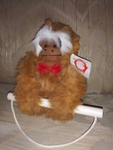 Goffa Plush Monkey Swing Brown Stuffed Animal Hanging NWT 7&quot; Red Bow Tie Made In - $14.85